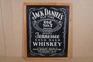 lot 81 image: Vintage Style Jack Daniels Sign with Wood Frame