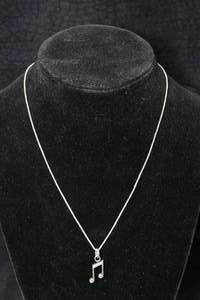 lot 167 image: Sterling Silver Musical Note Pendant with Necklace