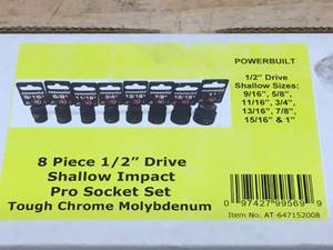 lot 68 image: Powerbuilt 12 inch drive shallow impact socket set