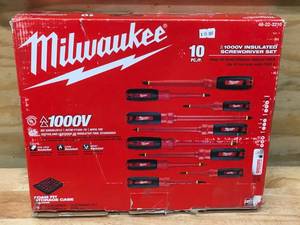 lot 31 image: 10 PC 1000V Insulated Screwdriver Set With EVA Foam Case Model # 48-22-2210 08192480