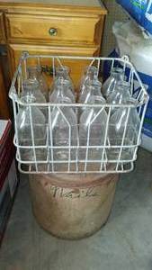 lot 428 image: Vintage Milk Crate And Bottles.