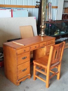 lot 356 image: Wood Desk and Lamp