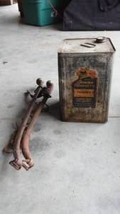 lot 381 image: Vintage Stewart Paint Thinner Can and Horse Hamnes