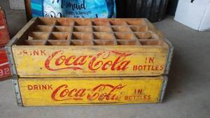 lot 376 image: Yellow Coca-Cola Boxes (2). Jamestown ND.