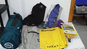 lot 32 image: Dry Bags, Cabelas Bed Roll and More.