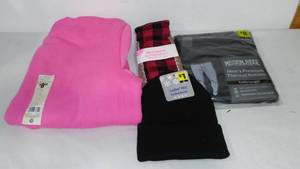 lot 73 image: New Sweatshirt, Thermals, Hat and Slippers.