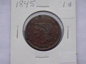 1845 Large Cent  Circulated Cent
