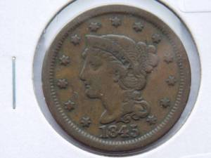 1845 Large Cent  Circulated Cent
