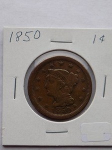 1850 Large Cent  Circulated Cent
