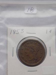 1853 Large Cent  Circulated