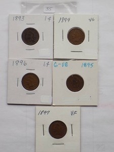 1893,1894, 1895, 1896 Indian Cent, Circulated