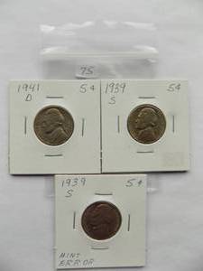 1941-D, 1939-S, 1939-S Jefferson Nickels