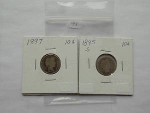 1895-S, 1897 Barber dime