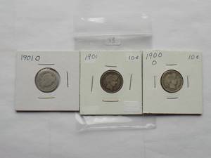 1901-O, 1901, 1900-O Barber Dimes