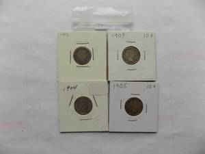 1902, 1903, 1904, 1905 Barber Dimes