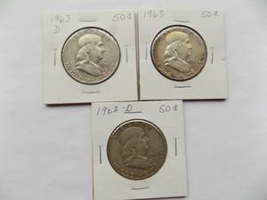1962-D, 1963, 1963-D  Franklin Half Dollar