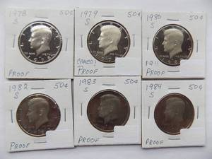 Kennedy Half Dollar  1978-S, 1979-S, 1980-S, 1982-S,1983-S, 1984-S