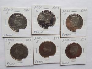 Kennedy Half Dollar  2000-S,2001-S, 2002-S, 2003-S, 2004-S, 2005-S