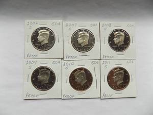 Kennedy Half Dollar  2006-S, 2007-S, 2008-S, 2009-S, 2010-S, 2011-S