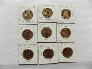 Susan B. Anthony Dollars 2000-P, 2000-D, 2000-S,2001-P,2001-D, 2001-S, 2002-S, 2002-D, 2002-P