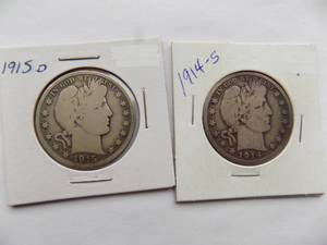 1915-D, 1914-S, Barber half