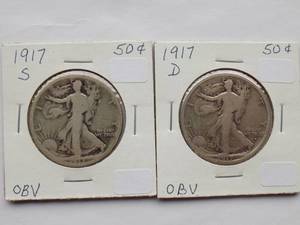 1917-D, 1917-S Walking Liberty Half Dollar