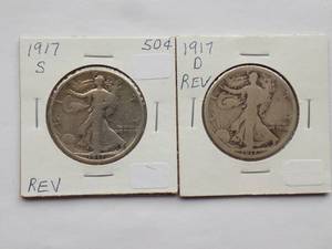 1917-D, 1917-S Walking Liberty Half Dollar