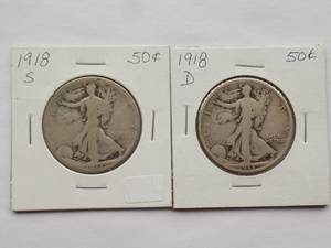 1918-D, 1918-S Walking Liberty Half Dollar