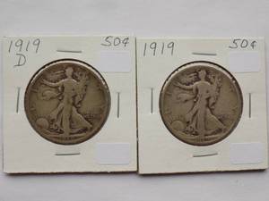 1919, 1919-D Walking Liberty Half Dollar