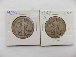 1923-S, 1927-S Walking Liberty Half Dollar