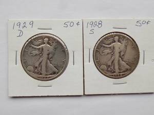 1928-S, 1929-D Walking Liberty Half Dollar