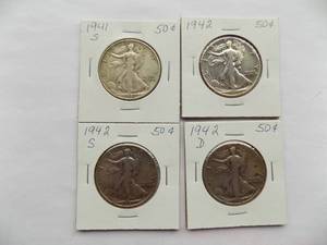 1941-S, 1942, 1942-S, 1942-D, Walking Liberty Half Dollars