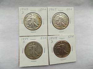 Walking Liberty Half Dollar 1945-D, 1945, 1944-S, 1944-D