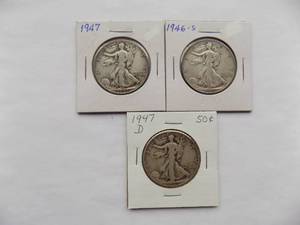 1946-S, 1947-D, 1947 Walking Liberty Half Dollar
