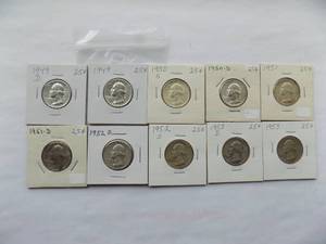 WASHINGTON QUARTERS 1949-D, 1949, 1950-S,1950-D, 1951, 1951-D, 1952-D, 1952-S,1953-D,1953