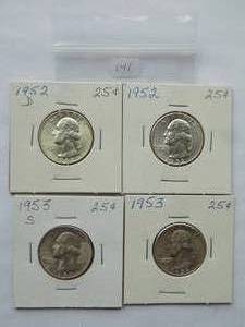 WASHINGTON QUARTERS  1952, 1952-D, 1953-S 1953
