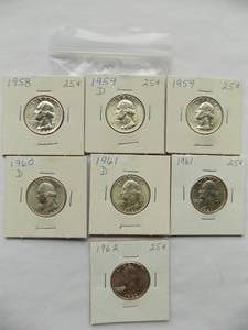 WASHINGTON QTR 1959-D, 1960-D, 1961
