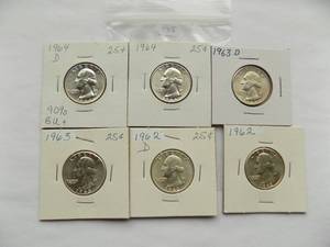 WASHINGTON QUARTERS 1964-D, 1964, 1963-D,1963, 1962-D, 1962