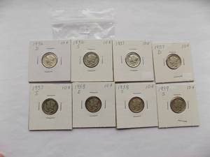 1936-D,1936-S, 1937, 1937-D, 1937-S, 1938-D, 1938-S, 1939-S Mercury Dimes