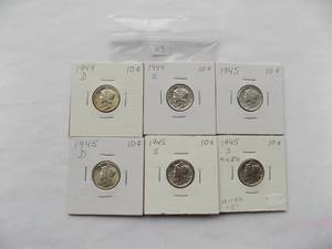 1944-D, 1944-S, 1945, 1945-D, 1945-S, 1945-S Mercury dimes