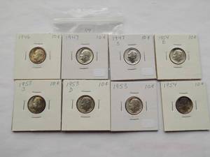 1946, 1947, 1947-S 1954-D, 1953-S, 1953-D, 1953, 1954 Roosvelt Dime