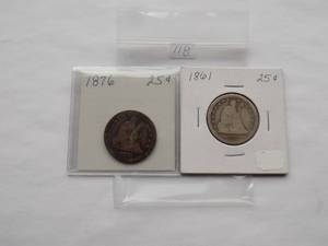 1861, 1876 Seated Qtr