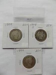 1898, 1898-O, 1899 Barber Quarter