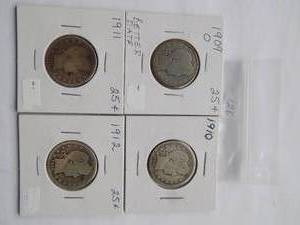 1909-O, 1910, 1911, 1912 Barber Qtr