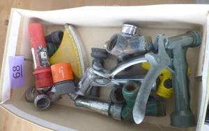 lot 68 image: Box of garden sprayers and hose connectors