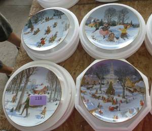 lot 118 image: Eight New collectible plates from Danbury Mint - An Old Time Country Winter - 1990