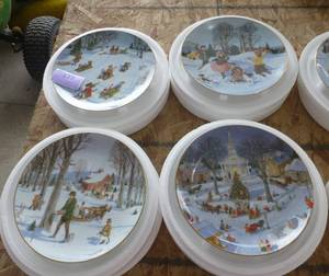 lot 119 image: Eight New collectible plates from Danbury Mint - An Old Time Country Winter - 1990