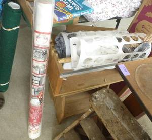 lot 135 image: vinyl sheeting, custom stand for wrapping meat with a roll of freezer paper
