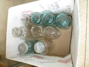 lot 144 image: Vintage BALL jars - the blue jars date from 1923-33