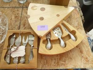 lot 150 image: Cheese plate and knivesutensils some brand new